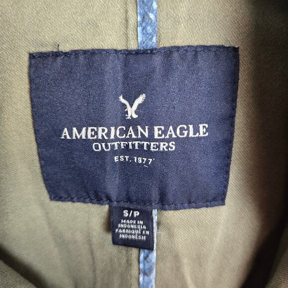 American Eagle Barn Chore Coat S Military Green Utility Snap Zip Jacket Pockets - Picture 3 of 13